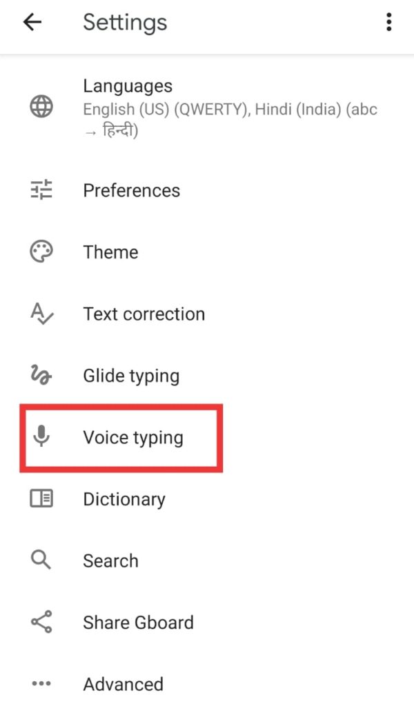 Gboard Voice Typing Settings