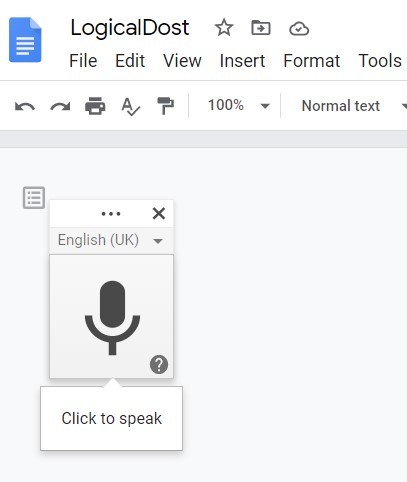 Google Doc Voice Typting Mic