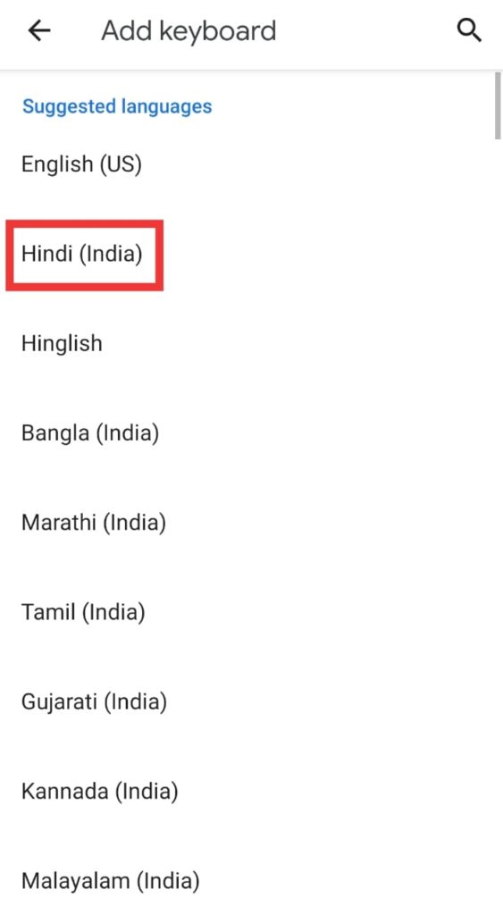 Hindi Language in Gboard