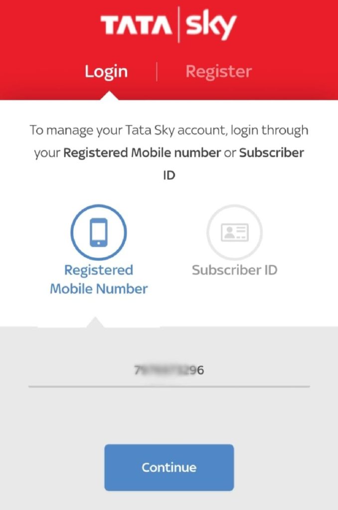 Tata Sky Subscriber ID