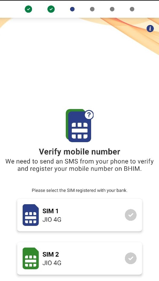 BHIM App SIM Card Select