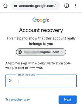 Send OTP Page in Gmail Account to Reset Password