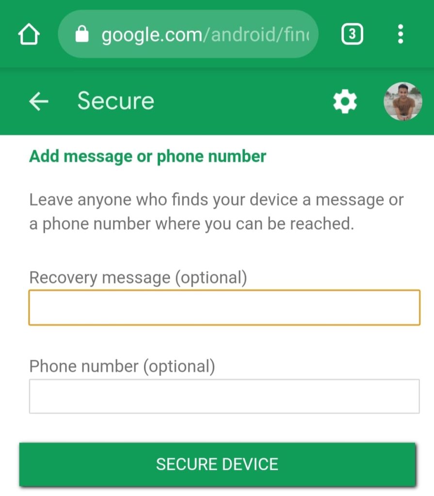 Find My Device Secure Device