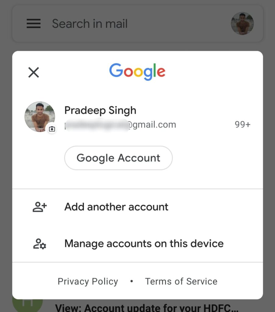 mail id in Gmail app