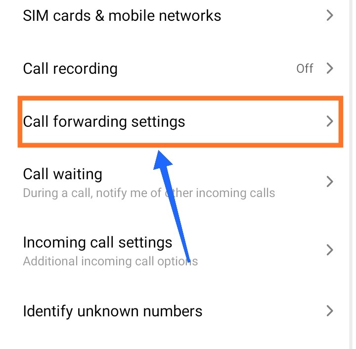 Call Forward settings