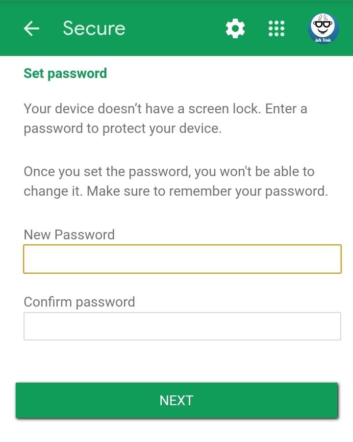 Find My Device new password