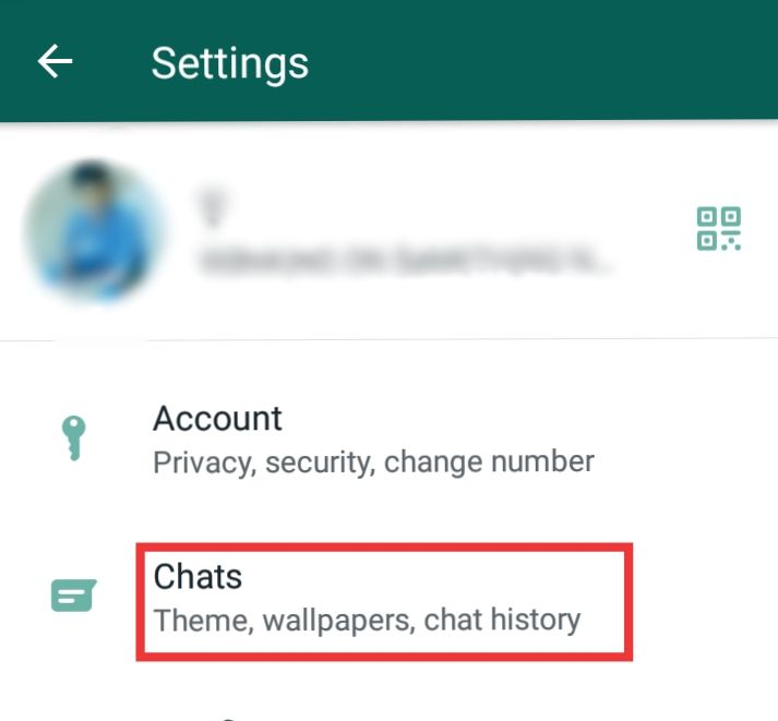 WhatsApp Settings for dark mode