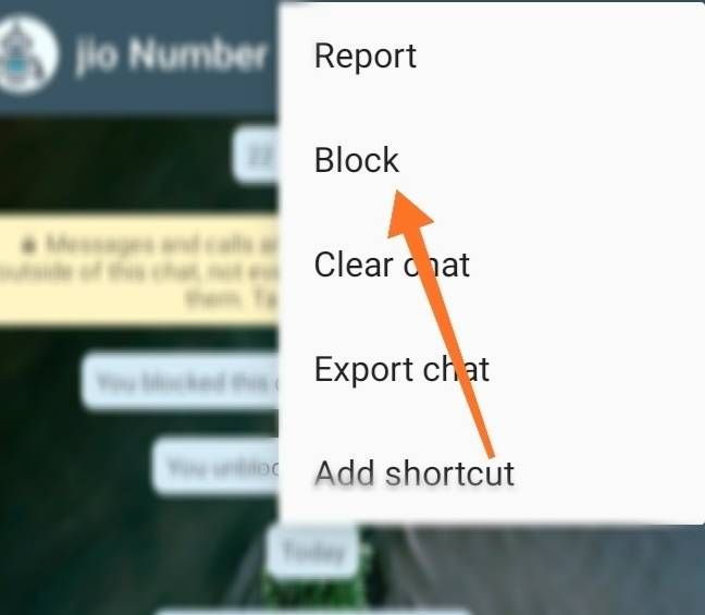 Whatsapp block contact setting