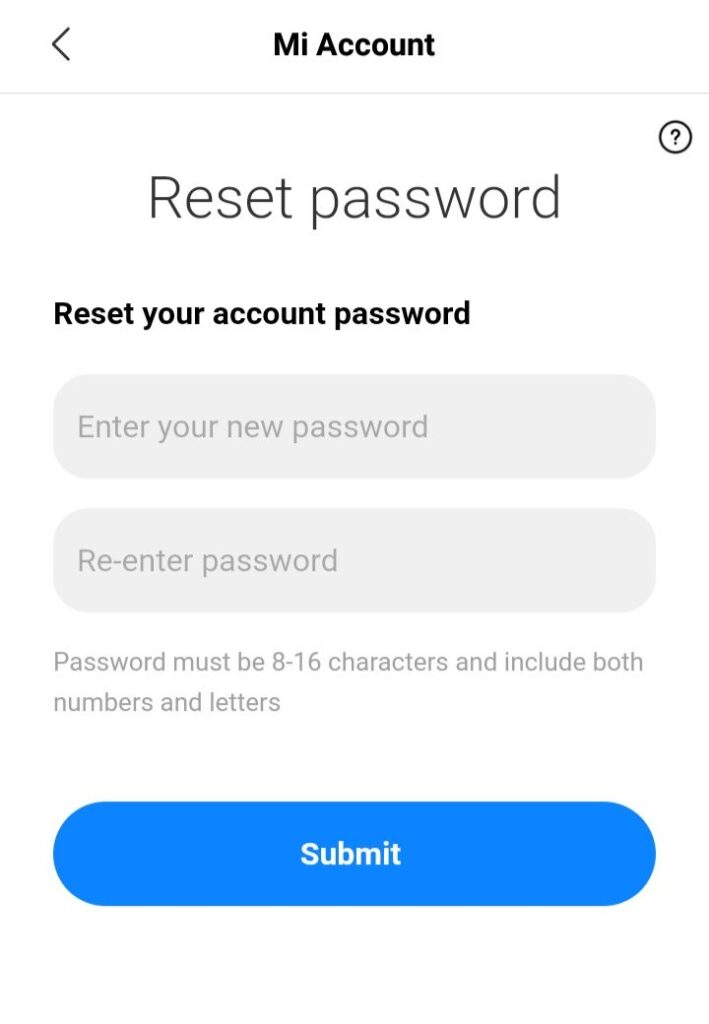 Privacy password reset code