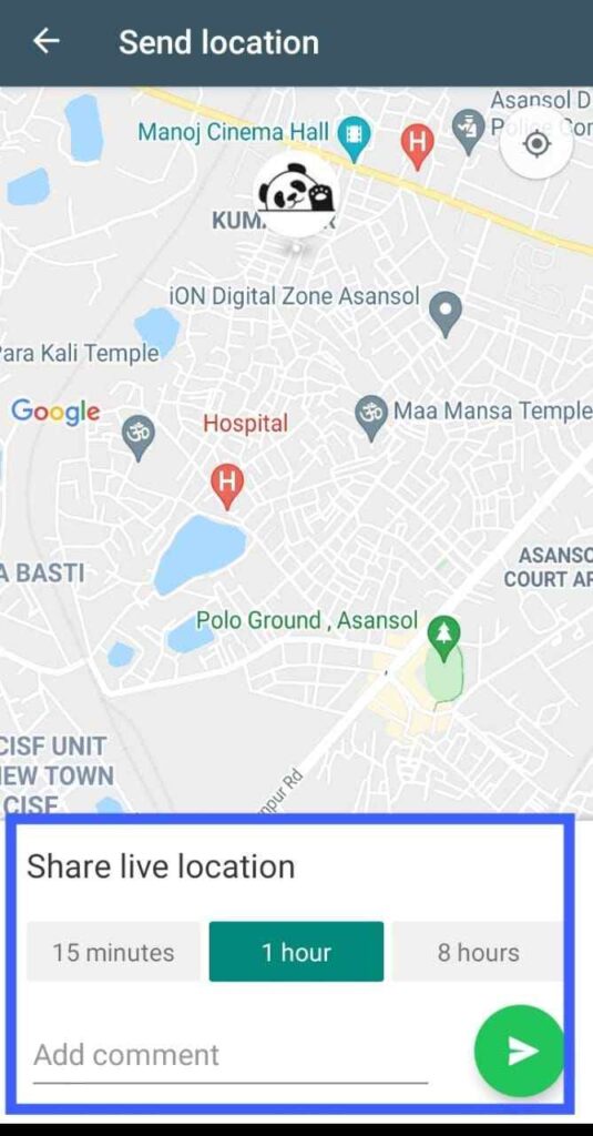 Whatsapp live location share time
