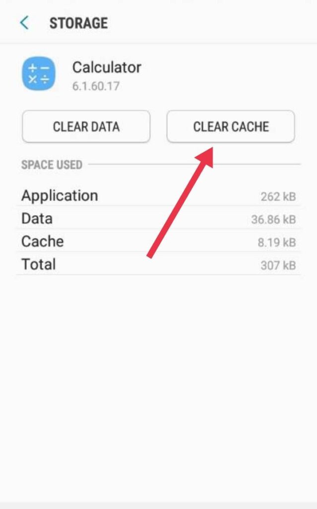 clear cache calculator app