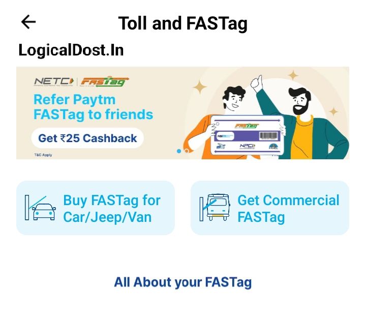 fastag recharge vai  paytm
