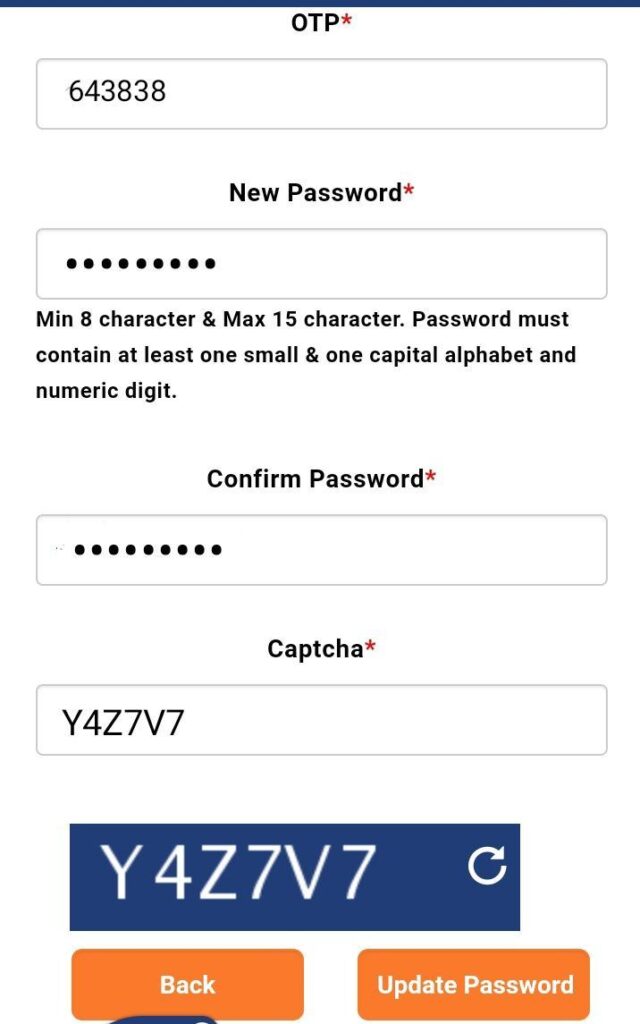 irctc forgot password form