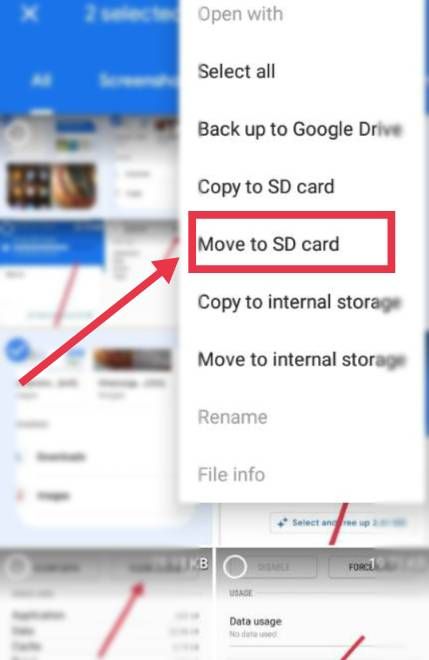 move data to sd card