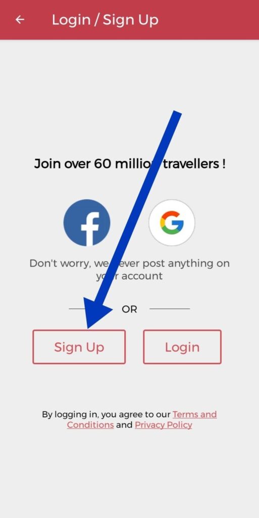 redbus sign up page