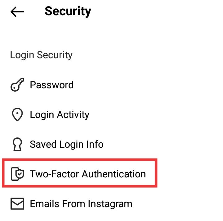 instagram Two Factor Authentication