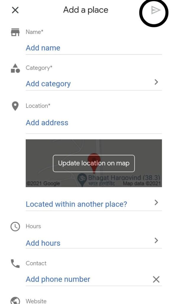 add a place in google map 