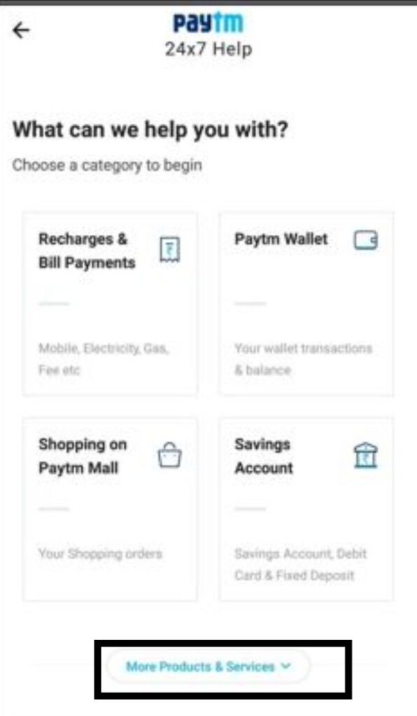 paytm mein more products or services par click kare 