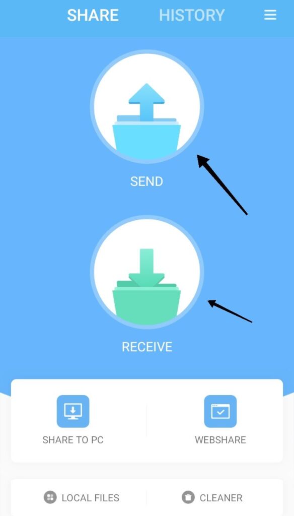 shareme app se file send karne ke liye send button par click kare 