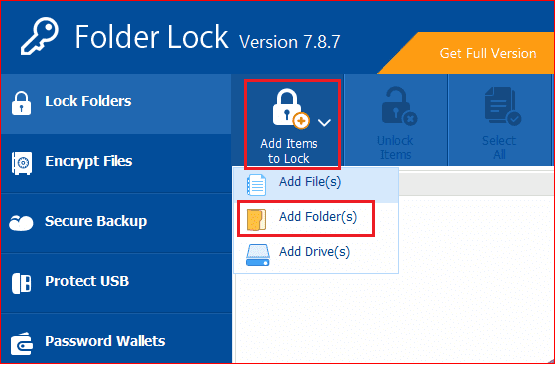 folder lock add items to lock