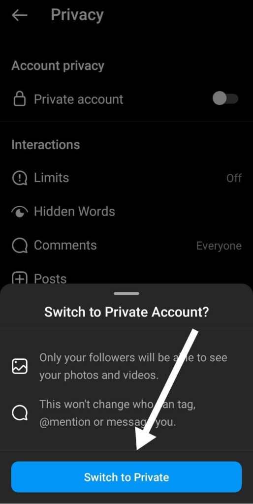 Switch To Private Option Par Click Kare