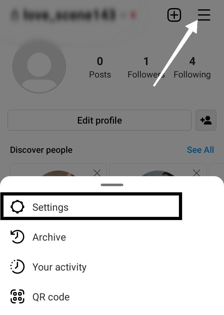 instagram settings  par click kare