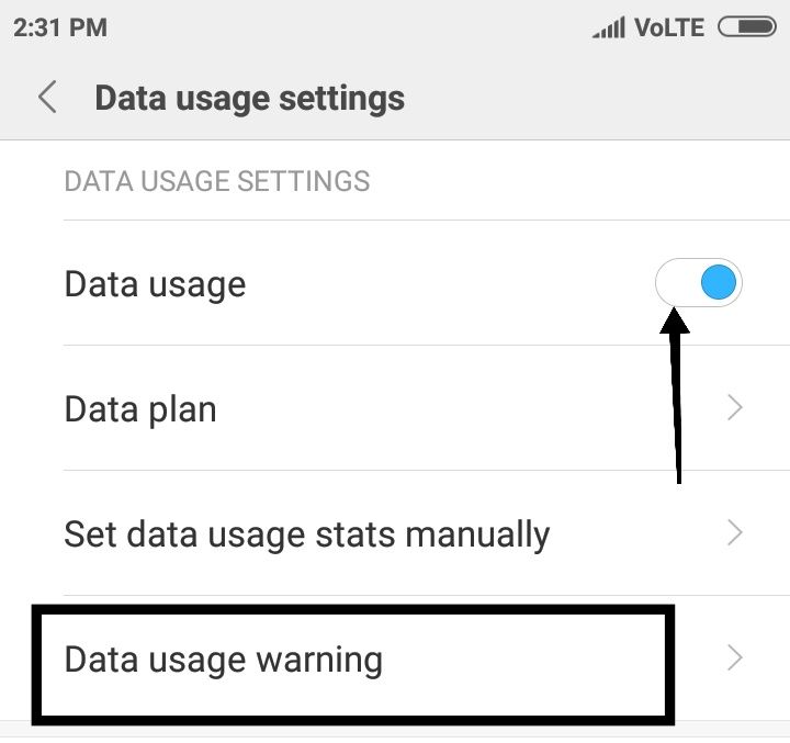 data usage ko on kare 