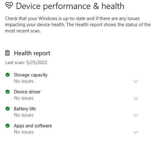 device and performance health