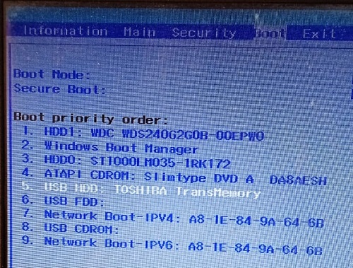 boot prioty order usb name