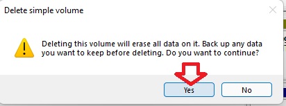 delete simple volume warning