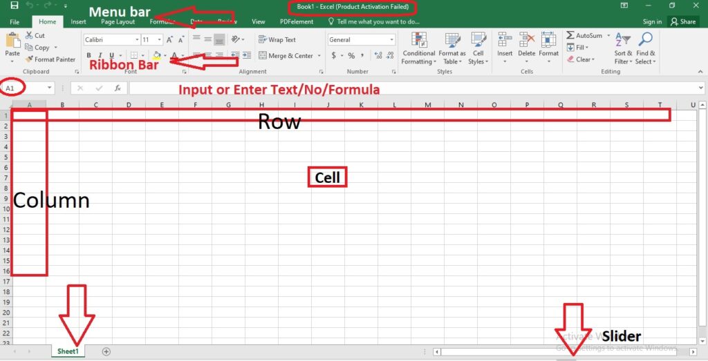 ms excel interface