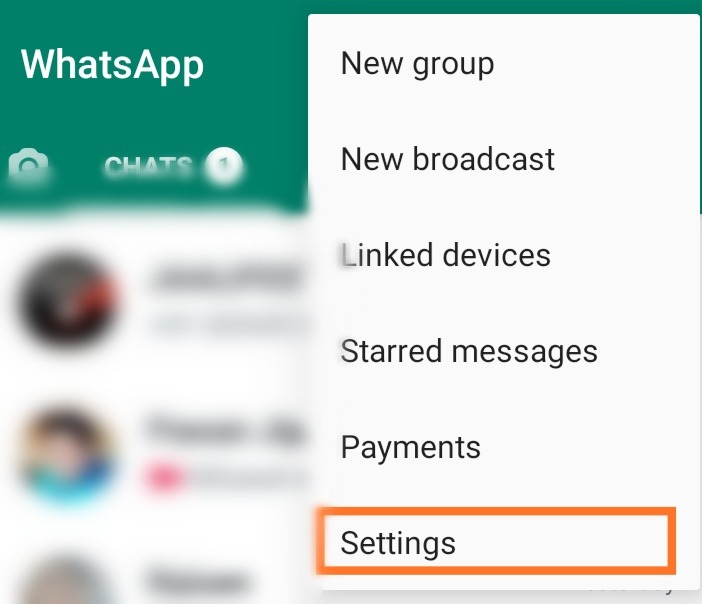 whatsapp open kare or settings par click kare 